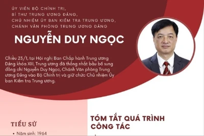 [Infographic] Tiểu sử Ủy viên Bộ Chính trị, Bí thư Trung ương Đảng, Chủ nhiệm Ủy ban Kiểm tra Trung ương Nguyễn Duy Ngọc