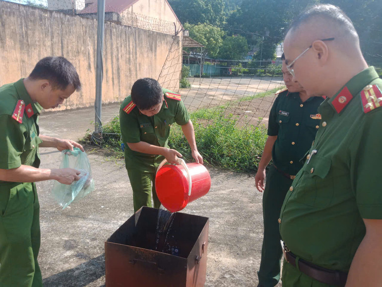 Công an huyện Bạch Thông tổ chức tiêu hủy vũ khí, vật liệu nổ, công cụ hỗ trợ và pháo. 87156f05f563533d0a72.jpg