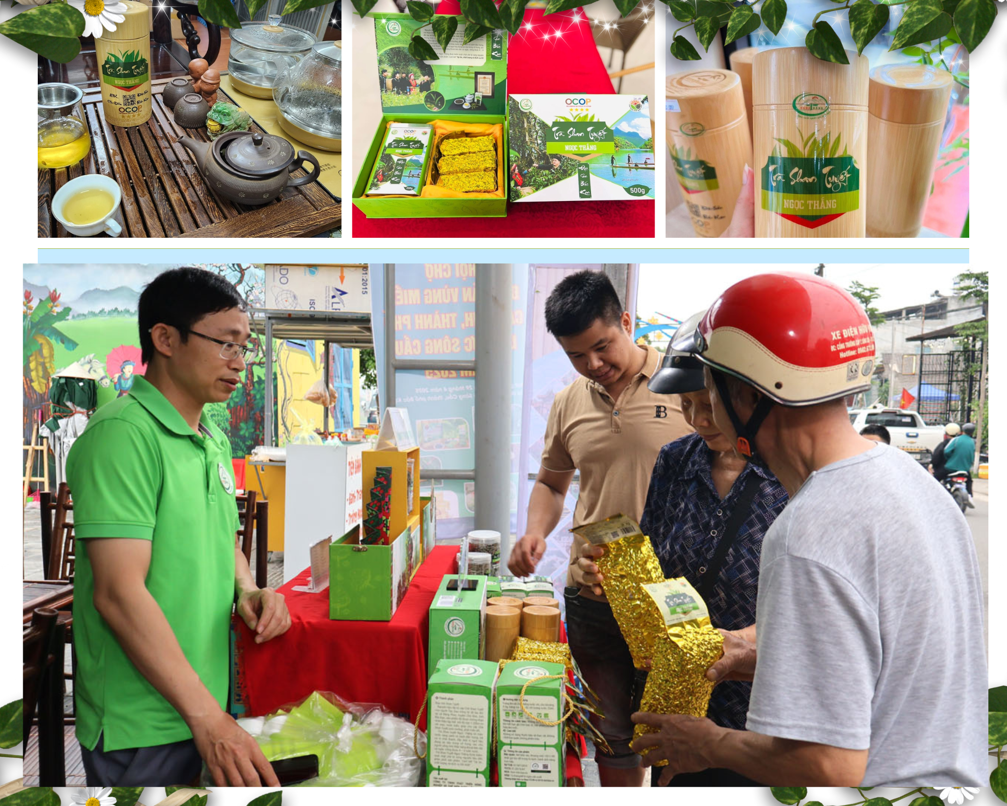 Công ty TNHH Phát triển nông nghiệp và Chế biến dược liệu Ngọc Thắng tạo dựng không gian thưởng trà tại chỗ, giúp khách hàng hiểu rõ hơn về quy trình làm trà. san-san.png