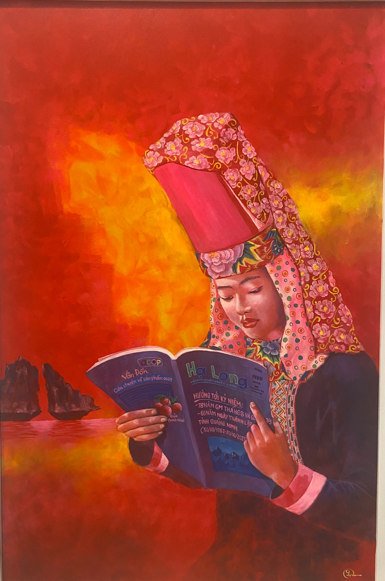 Tác phẩm “Chào mừng 60 năm thành lập tỉnh Quảng Ninh (30/10/1963- 30/10/2023” của họa sĩ Lý Dược. Tác phẩm “Chào mừng 60 năm thành lập tỉnh Quảng Ninh (30/10/1963- 30/10/2023” của họa sĩ Lý Dược.