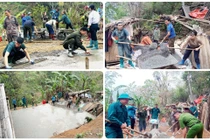 Một số hình ảnh các lực lượng chung tay hỗ trợ ngày công giúp xóa nhà tạm, nhà dột nát trên địa bàn xã Nguyên Phúc.