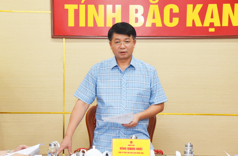 Đồng chí Nông Quang Nhất phát biểu tại cuộc họp. to-cong-tac-4.jpg
