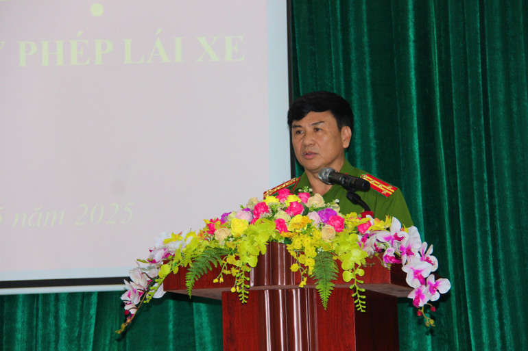 Đại tá Nguyễn Thanh Tuân, Phó Giám đốc Công an tỉnh Bắc Kạn phát biểu khai mạc. img-3899.jpg