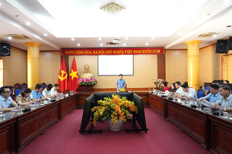 Đồng chí Đinh Quang Tuyên, Phó Chủ tịch Thường trực UBND tỉnh, Trưởng Ban Tổ chức sự kiện chủ trì cuộc họp. img-09.jpg