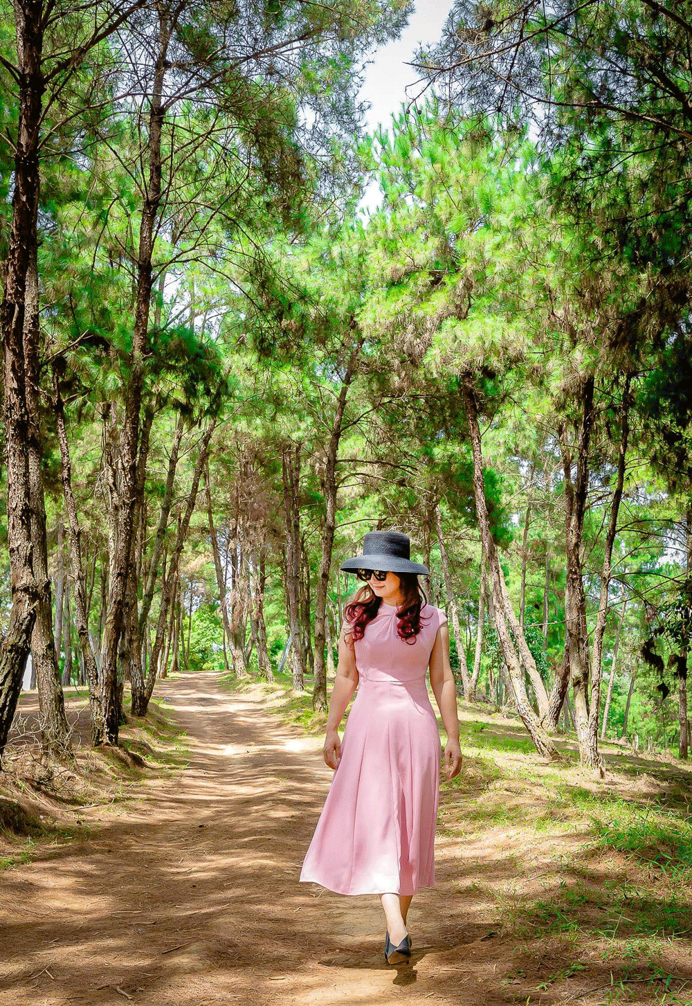 Du khách ghi lại bức ảnh đẹp tại đồi thông quanh hồ Bản Chang.