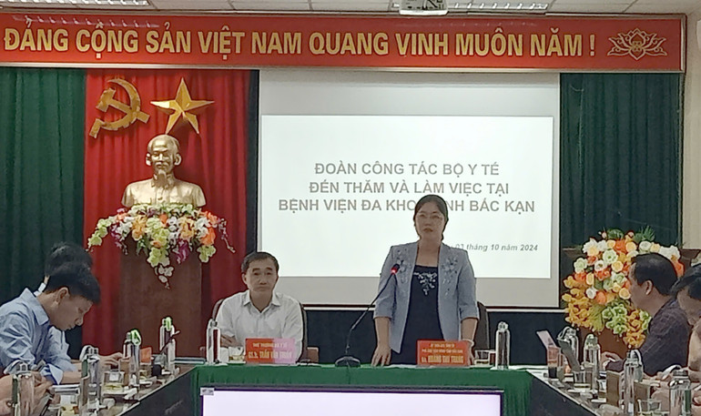Phó Chủ tịch UBND tỉnh Hoàng Thu Trang phát biểu tại buổi làm việc. z5892023502474-f7b0cefe3b22693cf05deb8cf8fa1274-5311.jpg