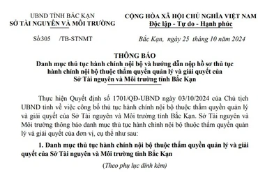 Công bố thủ tục hành chính nội bộ và giải quyết thuộc thẩm quyền quản lý