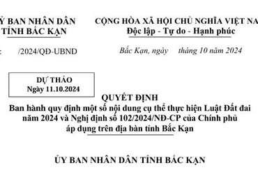 Lấy ý kiến đóng góp vào dự thảo Quyết định của UBND tỉnh về ban hành Quy định thực hiện Luật Đất đai năm 2024