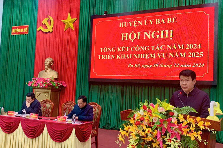Đồng chí Dương Ngọc Thuyết, Bí thư Huyện ủy phát biểu khai mạc. 1.jpg