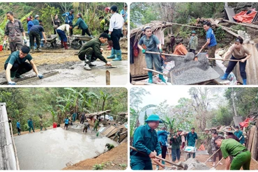 Một số hình ảnh các lực lượng chung tay hỗ trợ ngày công giúp xóa nhà tạm, nhà dột nát trên địa bàn xã Nguyên Phúc.