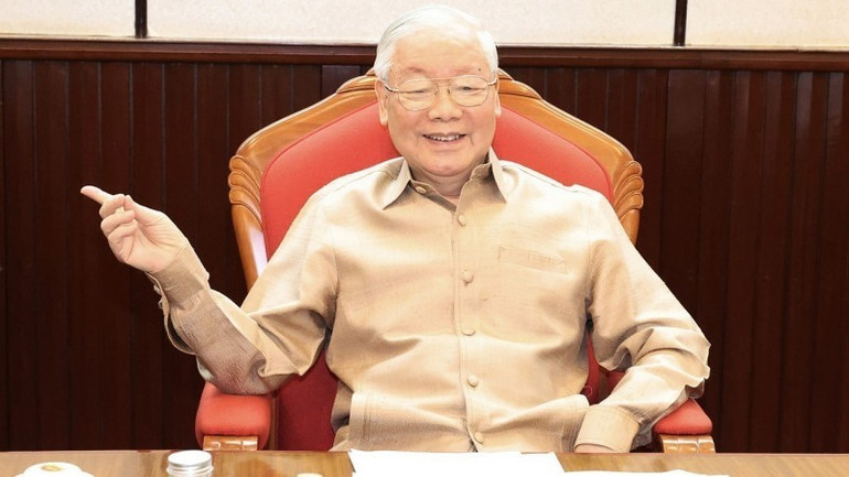 Tổng Bí thư Nguyễn Phú Trọng phát biểu tại cuộc họp. (Ảnh: Trí Dũng/TTXVN) vna-potal-tong-bi-thu-nguyen-phu-trong-chu-tri-cuoc-hop-lanh-dao-chu-chot-7427153-742-1276.jpg