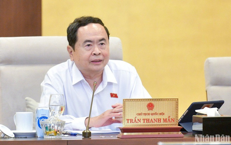 Chủ tịch Quốc hội Trần Thanh Mẫn phát biểu ý kiến tại phiên họp. (Ảnh: DUY LINH) Chủ tịch Quốc hội Trần Thanh Mẫn phát biểu ý kiến tại phiên họp. (Ảnh: DUY LINH)