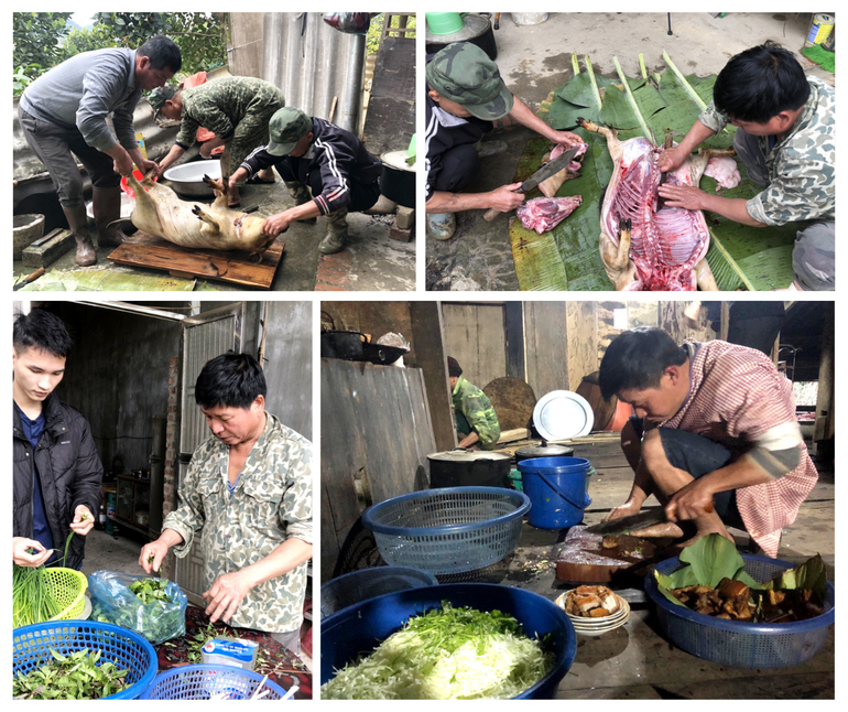 Người dân xã Dương Quang, TP. Bắc Kạn thịt lợn ăn Tết.