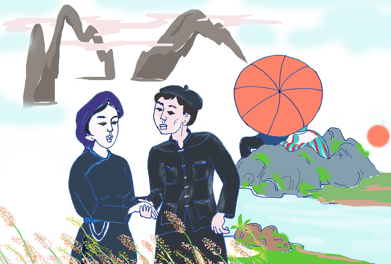 Chợ tình Xuân Dương Minh hoạ: Quang Duy