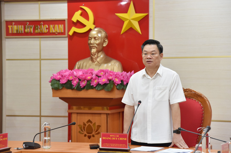 El camarada Hoang Duy Chinh, miembro del Comité Central del Partido, secretario del Comité Provincial del Partido y jefe de la delegación provincial de la Asamblea Nacional, pronunció un discurso en la Conferencia. nik-0295-4767.jpg