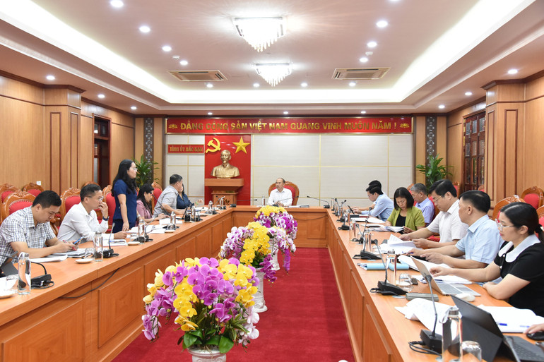 Đồng chí Hồ Thị Kim Ngân, Tỉnh ủy viên, Bí thư Huyện ủy Chợ Mới nêu ý kiến tại tổ thảo luận. nik-4533-7834.jpg
