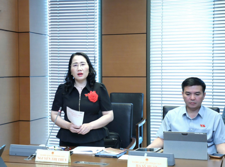 Đại biểu Nguyễn Thị Thủy, Phó Chủ nhiệm Ủy ban Pháp luật và Tư pháp của Quốc hội thảo luận tại Tổ. img-7526.jpg