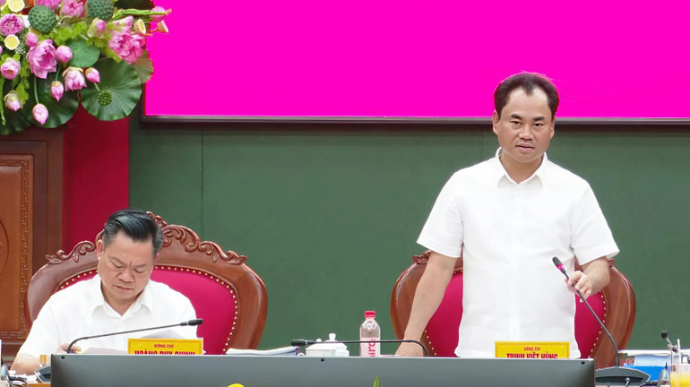 Đồng chí Trịnh Việt Hùng, Ủy viên dự khuyết Trung ương Đảng, Bí thư Tỉnh ủy Thái Nguyên phát biểu tại Hội nghị. 6a.jpg