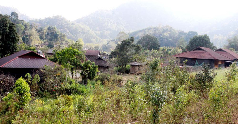 Thôn Nà Rầy sau khi sáp nhập hiện nay có hơn 60 hộ dân (ảnh: Một góc trung tâm thôn Nà Rầy)