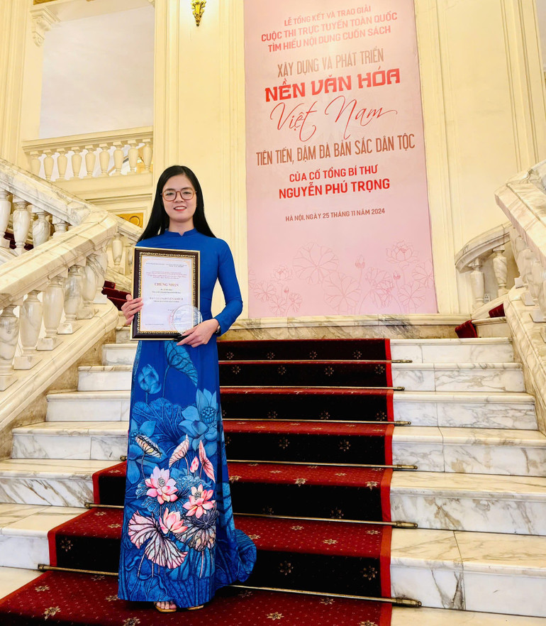 Chị Lê Mỹ Hoa đạt giải Khuyến khích của cuộc thi. (ảnh nhân vật cung cấp). cuoc-4.jpg