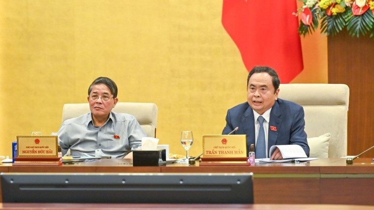 Chủ tịch Quốc hội Trần Thanh Mẫn phát biểu ý kiến tại phiên họp. (Ảnh: DUY LINH) bnd-3887-4039-5855-1845-3127-8921-8029.jpg