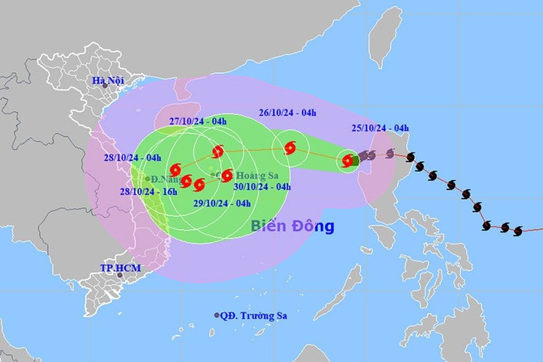 Vị trí và đường đi của bão số 6 - Ảnh: NCHMF Vị trí và đường đi của bão số 6 - Ảnh: NCHMF