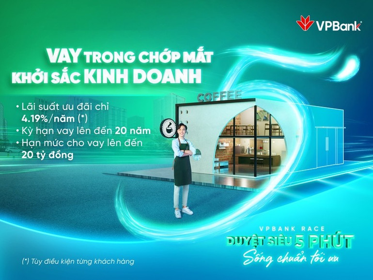 VPBank triển khai gói vay lãi suất chỉ từ 4,19% cho sản xuất kinh doanh. VPBank triển khai gói vay lãi suất chỉ từ 4,19% cho sản xuất kinh doanh.