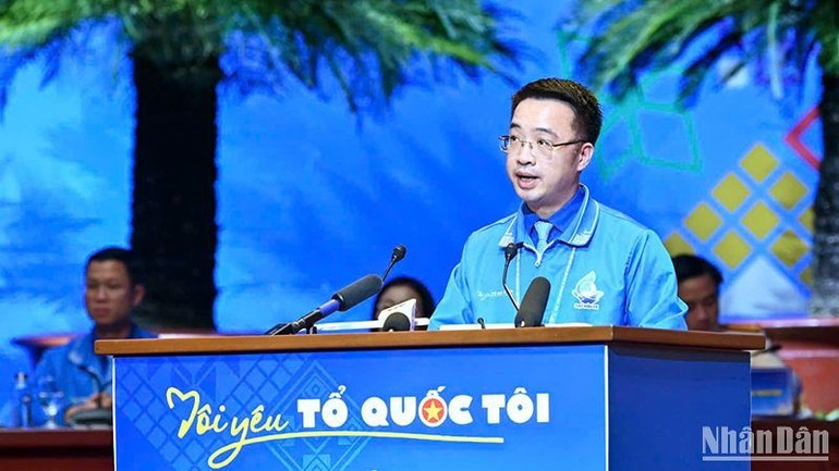 Đồng chí Nguyễn Tường Lâm phát biểu ý kiến tại Đại hội đại biểu Hội Liên hiệp Thanh niên Việt Nam lần thứ IX, nhiệm kỳ 2024-2029. 088a90211357ae09f746-5368.jpg