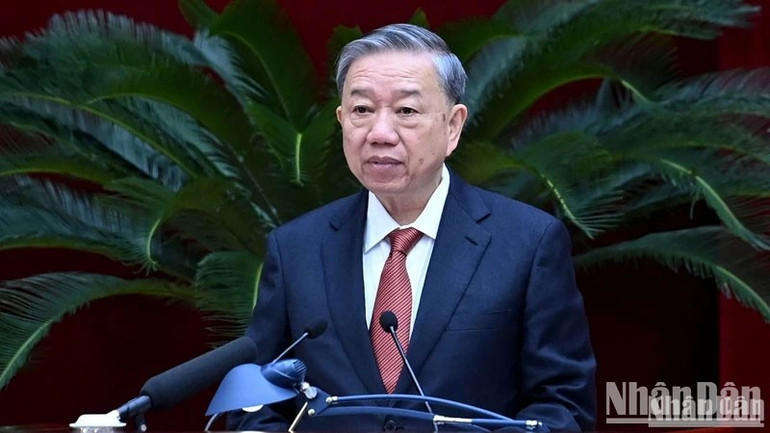 Tổng Bí thư, Chủ tịch nước Tô Lâm phát biểu khai mạc hội nghị. (Ảnh: Đăng Khoa) 44.jpg
