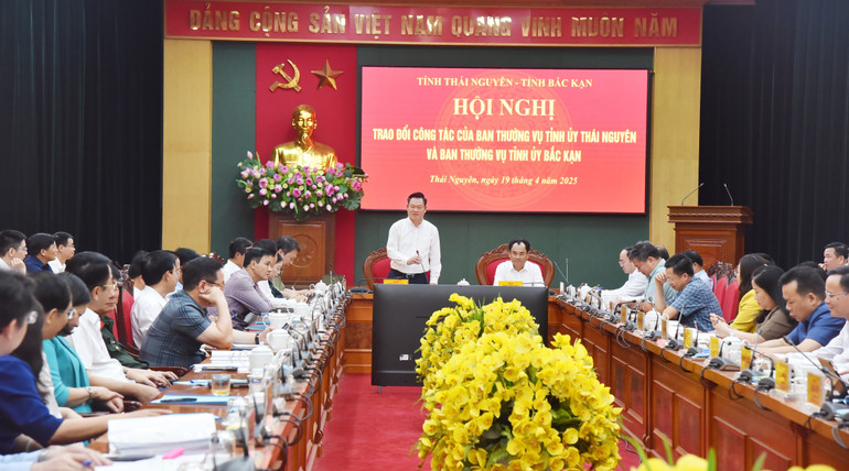 Đồng chí Hoàng Duy Chinh, Ủy viên Ban Chấp hành Trung ương Đảng, Bí thư Tỉnh ủy, Trưởng đoàn ĐBQH tỉnh phát biểu tại Hội nghị. nik-8854.jpg