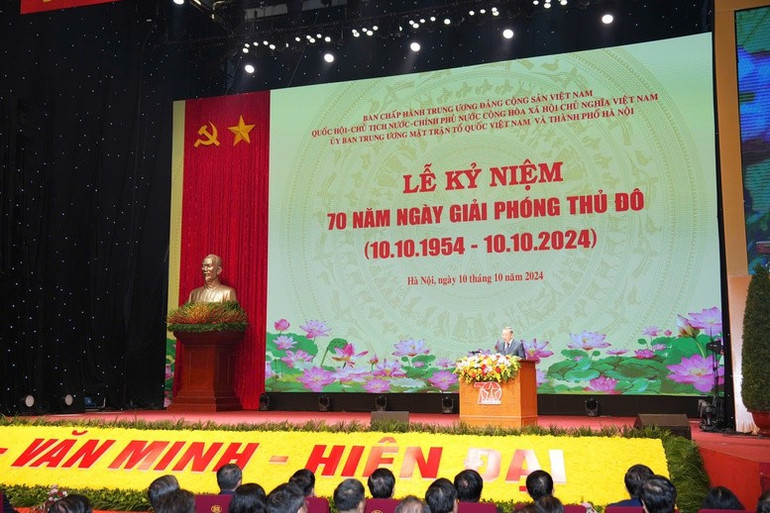 Tổng Bí thư, Chủ tịch nước Tô Lâm nhấn mạnh Thủ đô Hà Nội luôn luôn có vai trò, vị trí đặc biệt quan trọng, gắn liền với những mốc son chói lọi đầy vinh dự, tự hào - Ảnh: VGP/Gia Huy Tổng Bí thư, Chủ tịch nước Tô Lâm nhấn mạnh Thủ đô Hà Nội luôn luôn có vai trò, vị trí đặc biệt quan trọng, gắn liền với những mốc son chói lọi đầy vinh dự, tự hào - Ảnh: VGP/Gia Huy
