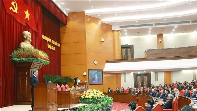 Tổng Bí thư Tô Lâm phát biểu bế mạc Hội nghị lần thứ 11 Ban Chấp hành Trung ương Đảng khóa XIII. Ảnh: Thống Nhất/TTXVN bch-130425-2-2438-7702-572-5516.jpg