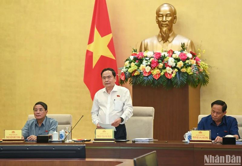 Chủ tịch Quốc hội Trần Thanh Mẫn phát biểu tại cuộc làm việc. (Ảnh: Duy Linh) 11.jpg