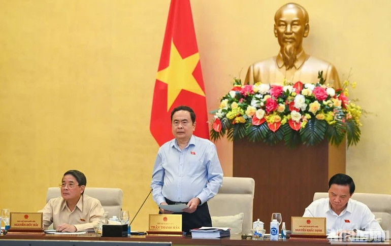 Chủ tịch Quốc hội Trần Thanh Mẫn phát biểu khai mạc phiên họp. (Ảnh: DUY LINH) 11-5756.jpg