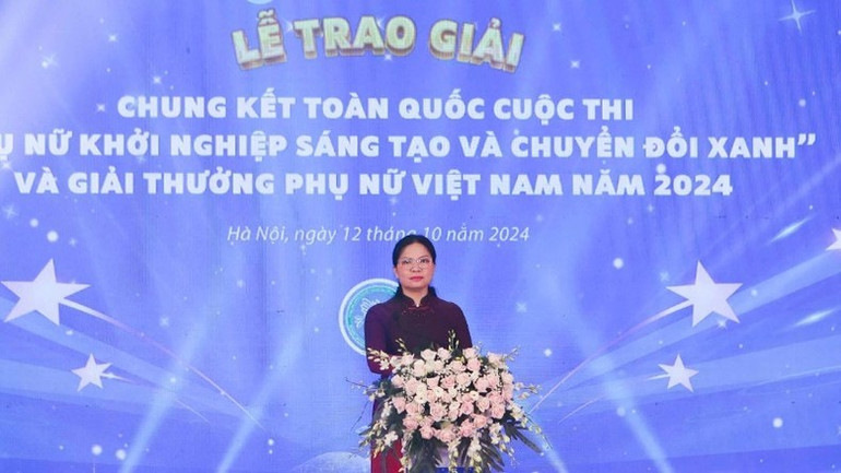 Chủ tịch Hội Liên hiệp Phụ nữ Việt Nam Hà Thị Nga phát biểu tại buổi lễ. Chủ tịch Hội Liên hiệp Phụ nữ Việt Nam Hà Thị Nga phát biểu tại buổi lễ.