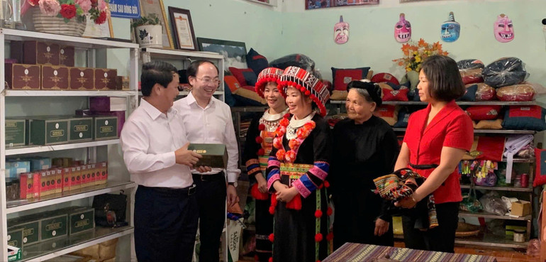 ថ្នាក់ដឹកនាំថ្នាក់កណ្តាល និងមូលដ្ឋានបានទៅទស្សនាសកម្មភាពផលិតកម្ម និងអាជីវកម្មរបស់សហករណ៍ Thien An (Bach Thong)។ បណ្ណសាររូបថត z6532520951764-919928cdf0243d407dc253fbe12e94ef-5717.jpg