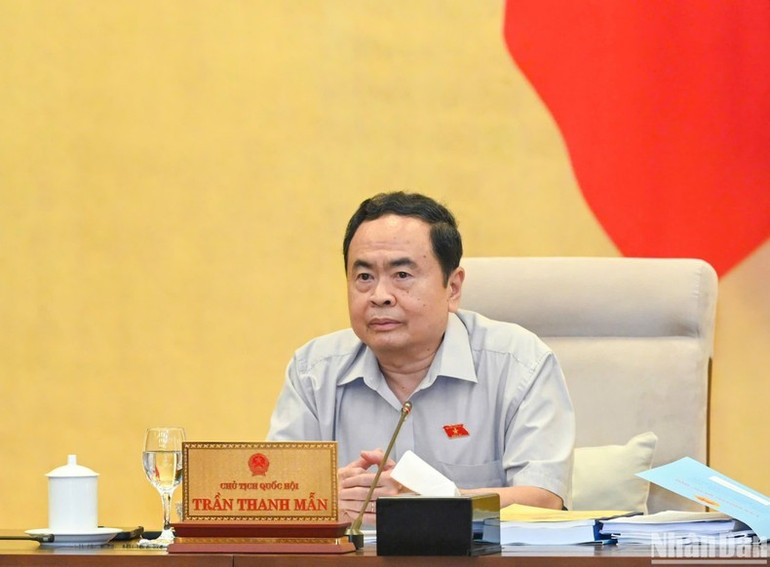 Chủ tịch Quốc hội Trần Thanh Mẫn phát biểu ý kiến. (Ảnh: DUY LINH) Chủ tịch Quốc hội Trần Thanh Mẫn phát biểu ý kiến. (Ảnh: DUY LINH)