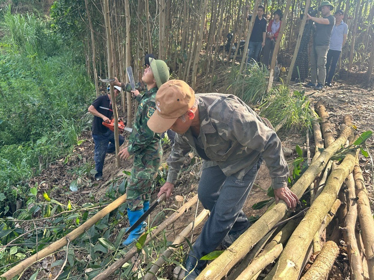 Người dân thôn Nà Nàng, xã Nông Thượng chặt cây để bàn giao mặt bằng phục vụ thi công tuyến Chợ Mới - Bắc Kạn. img-9769.jpg