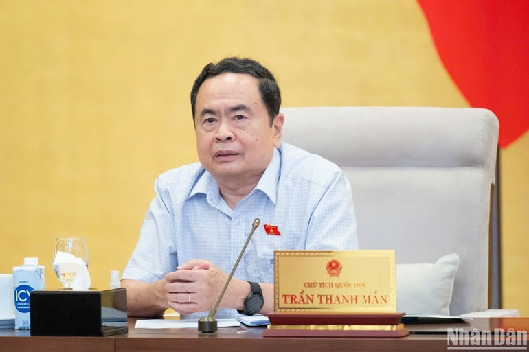 Chủ tịch Quốc hội Trần Thanh Mẫn phát biểu ý kiến. (Ảnh: DUY LINH) Chủ tịch Quốc hội Trần Thanh Mẫn phát biểu ý kiến. (Ảnh: DUY LINH)
