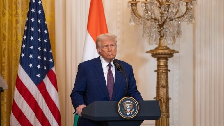 Tổng thống Mỹ D.Trump trong một cuộc họp báo tại Nhà Trắng, Washington D.C, ngày 13/2/2025. (Ảnh: Tân Hoa xã) Tổng thống Mỹ D.Trump trong một cuộc họp báo tại Nhà Trắng, Washington D.C, ngày 13/2/2025. (Ảnh: Tân Hoa xã)