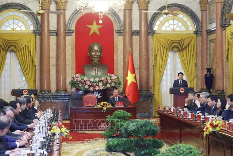 Chủ tịch nước Lương Cường phát biểu. Chủ tịch nước Lương Cường phát biểu.