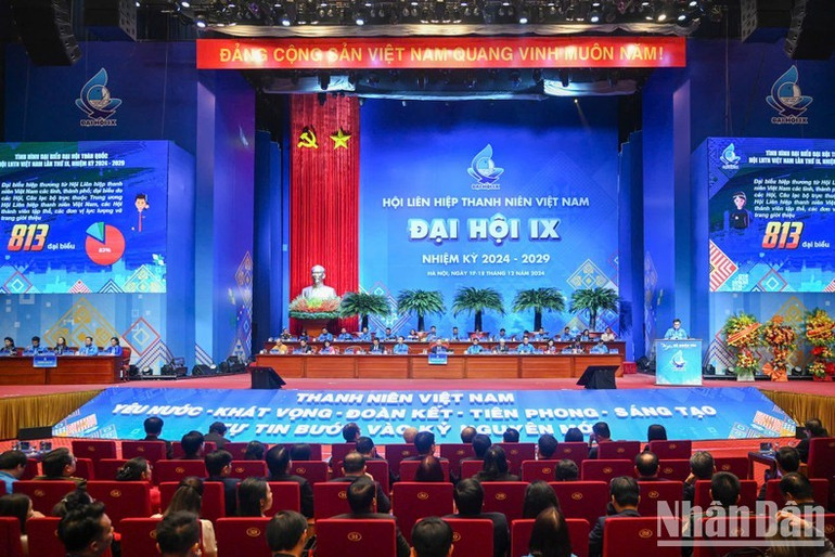 Toàn cảnh phiên trọng thể Đại hội đại biểu toàn quốc Hội Liên hiệp Thanh niên Việt Nam lần thứ IX, nhiệm kỳ 2024-2029. Toàn cảnh phiên trọng thể Đại hội đại biểu toàn quốc Hội Liên hiệp Thanh niên Việt Nam lần thứ IX, nhiệm kỳ 2024-2029.