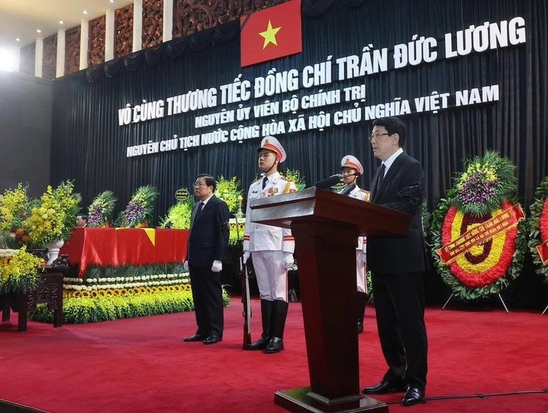 Chủ tịch nước Lương Cường, Trưởng Ban Lễ tang đọc Lời điếu Chủ tịch nước Lương Cường, Trưởng Ban Lễ tang đọc Lời điếu