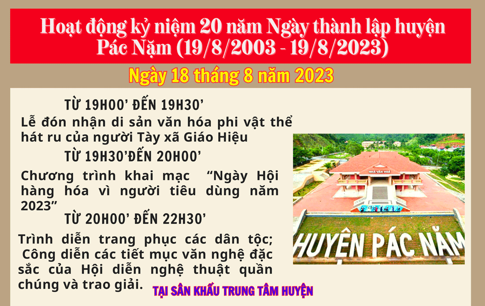 Các hoạt động Kỷ niệm 20 năm thành lập huyện Pác Nặm