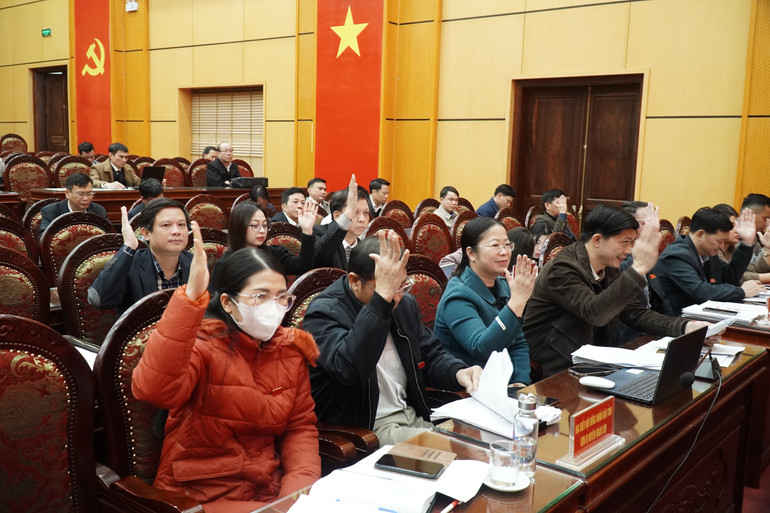 Đại biểu thông qua các nghị quyết tại kỳ họp. dsc02643.jpg