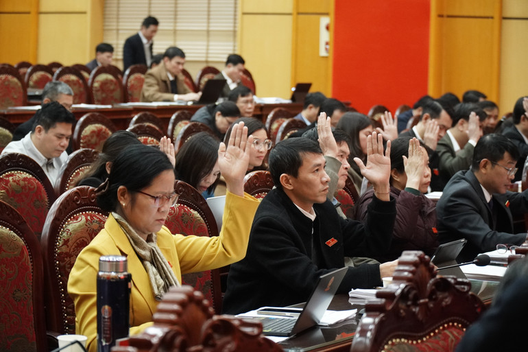 Đại biểu biểu quyết thông qua các nghị quyết tại Kỳ họp. dsc02509.jpg