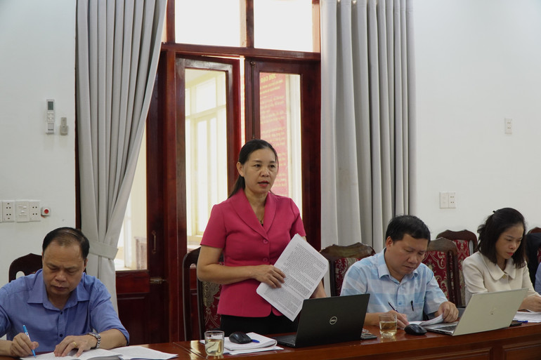 Thành viên Ban chỉ đạo thực hiện Đề án 61 phát biểu tại buổi làm việc. dsc05881.jpg
