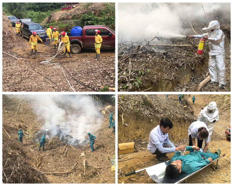 Diễn tập phòng cháy, chữa cháy rừng hằng năm cũng là cách để nâng cao kỹ năng, năng lực ứng phó với các tình huống cháy rừng. xanh-duong.png
