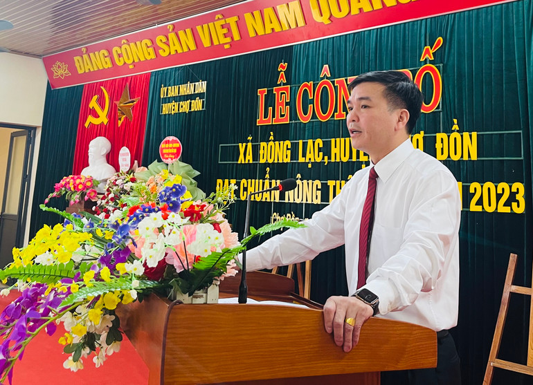 Ông Hà Sỹ Huân, Giám đốc Sở Nông nghiệp và PTNT, Chánh Văn phòng điều phối NTM tỉnh phát biểu tại Lễ công bố xã Đồng Lạc đạt chuẩn nông thôn mới. IMG_2312.jpeg