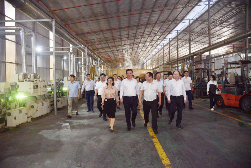 Đoàn công tác thăm nắm hoạt động sản xuất tại Công ty TNHH Lechenwood Việt Nam tại Khu Công nghiệp Thanh Bình. BT Công thương 9.jpg